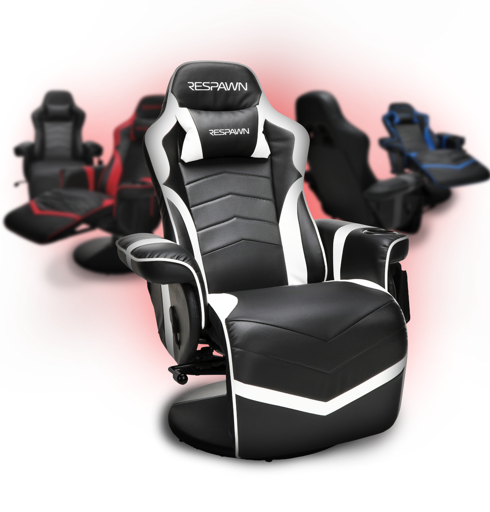 Gaming Chair, Racing Style Computer Recliner with Lumbar Support, Footrest  and Cup Holder, Black/White/Red