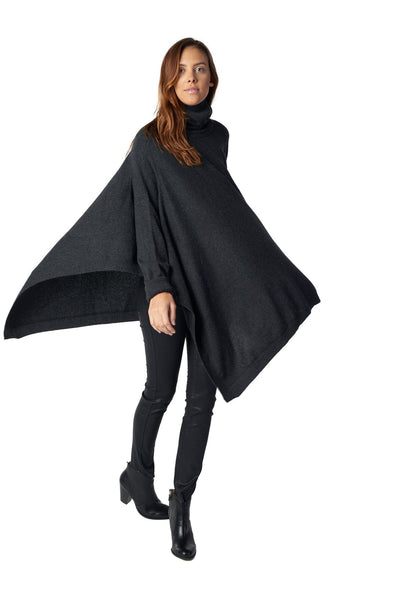Cashmere T Neck Swing Poncho