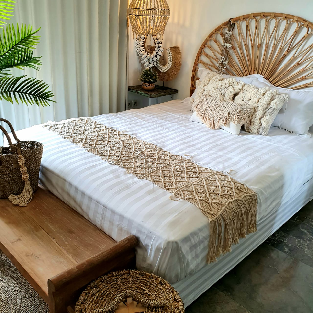 Natural Macrame Bed Runner Canggu Co