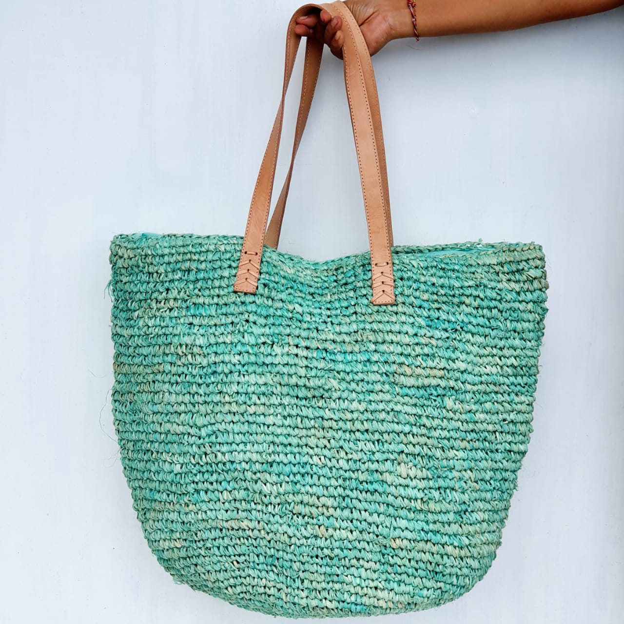 Large Multi-Color Woven Straw Grass Bags With Leather Handles – Canggu & Co