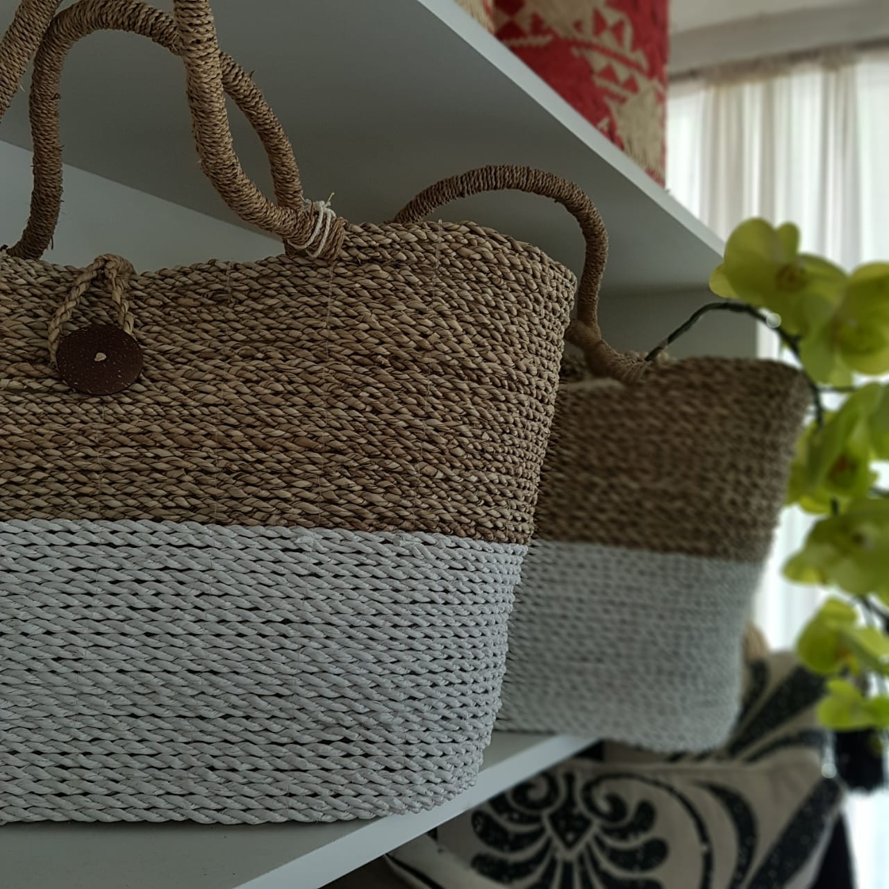 Large Two Tone Raffia Beach & Outdoor Tote Bag – Canggu & Co