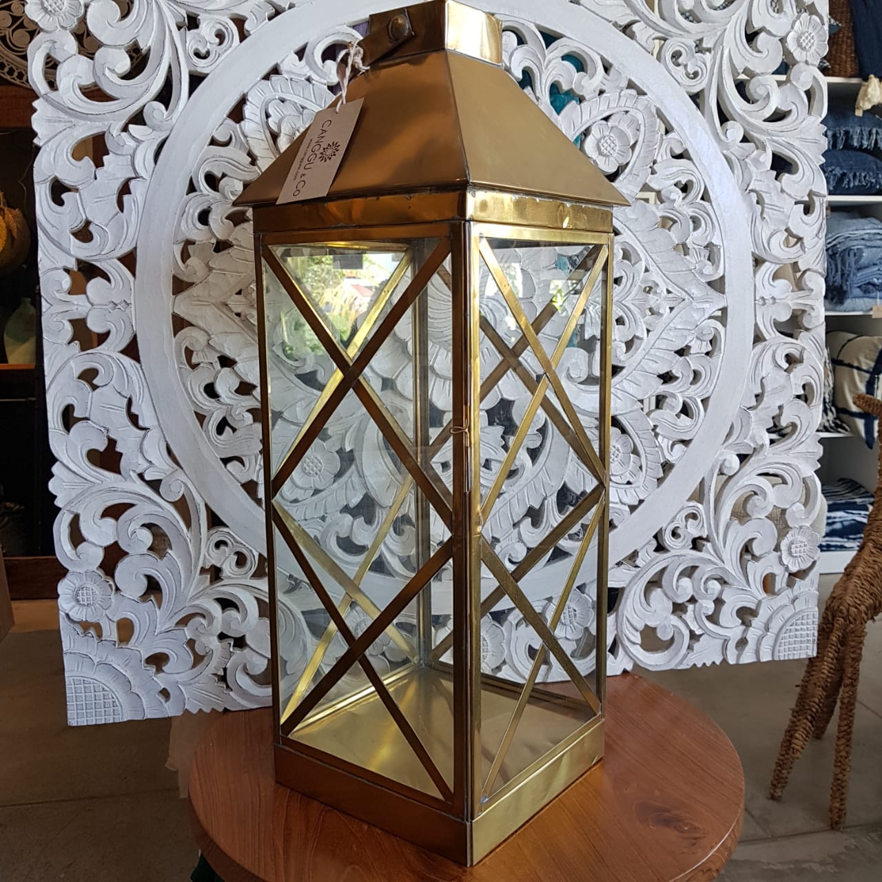 tall brass lantern