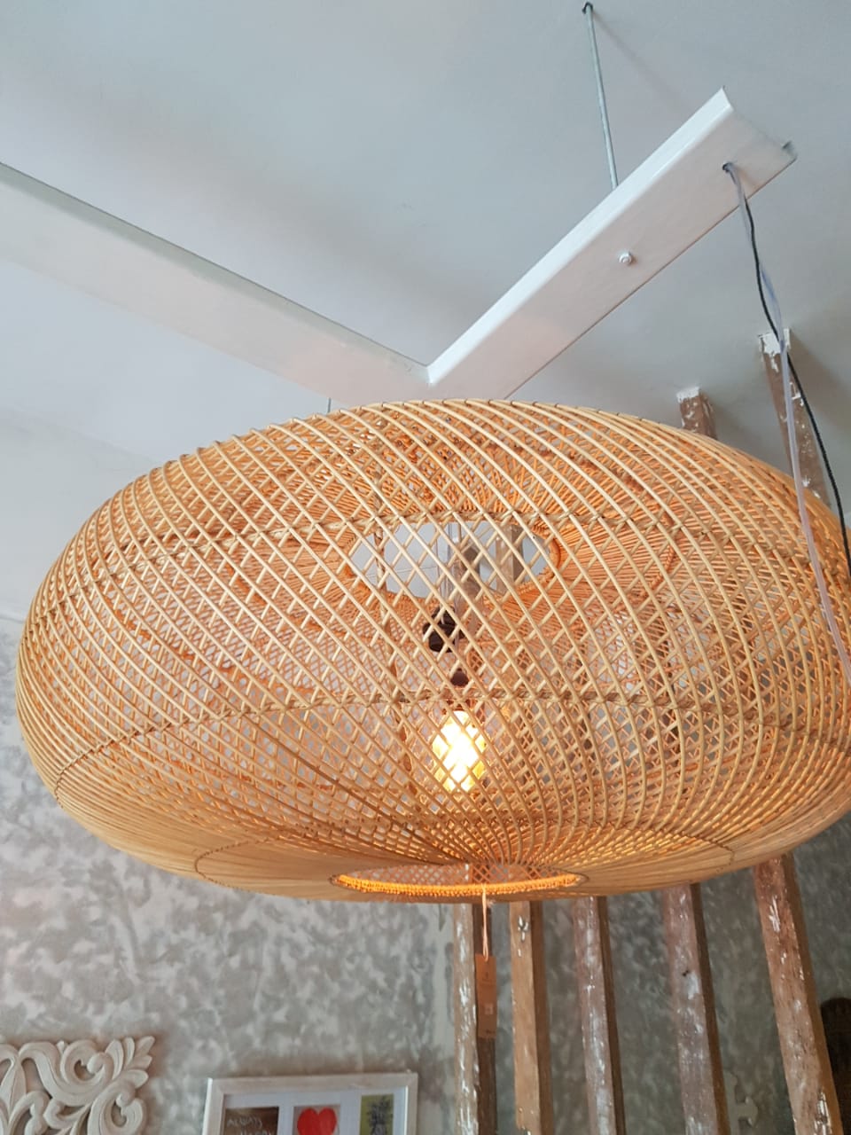 Woven Rattan Ellipse Shaped Ceiling Lamp Shades