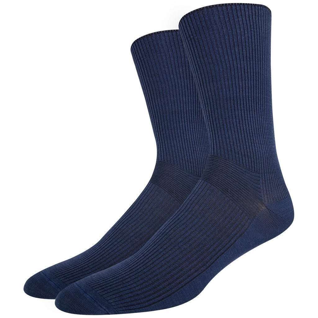 Men's Ribbed Texture, Mercerized Cotton Socks, Designed to Allow Easy