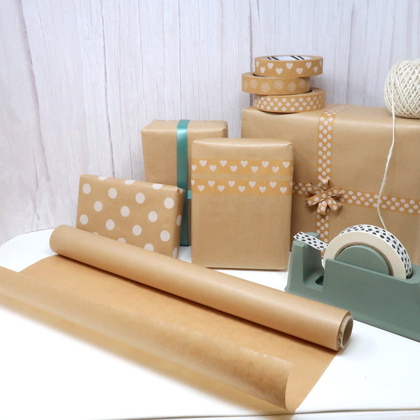 Christmas Wrapping Paper 12 Sheets of Folded Brown Kraft Paper Red