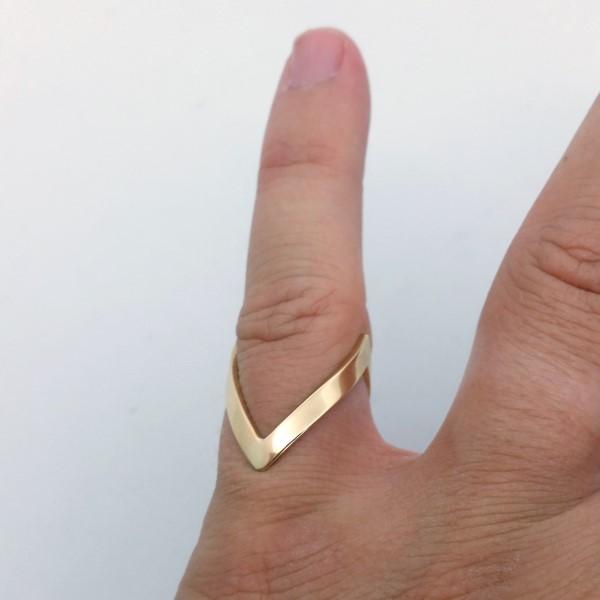 African V-shaped ring worn on finger