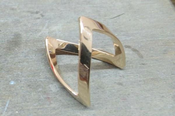 Manufacture Of An African Gold Ring V Shaped In Our Jewelry Workshop