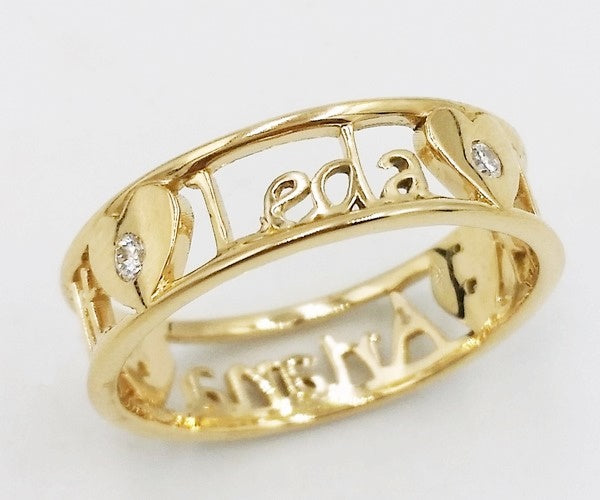 custom gold name ring