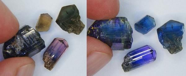 Raw tanzanites