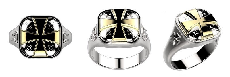 custom biker ring with a solid gold cross