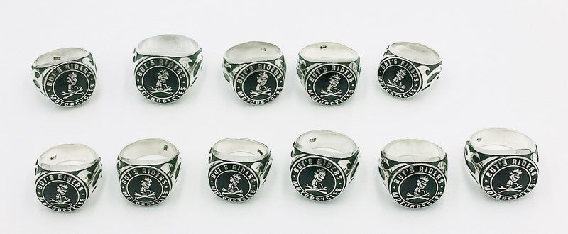 Motorcycle club ring in silver