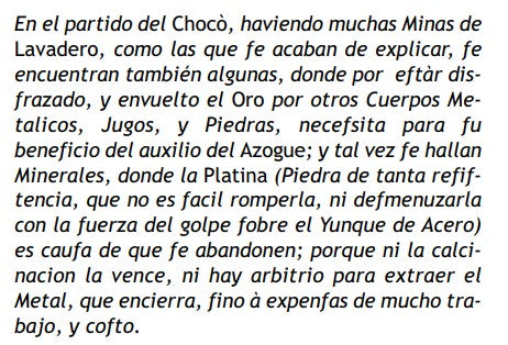 Ulloa testimony about platinum in new Spain