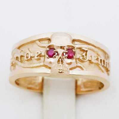 skull wedding ring with rubies