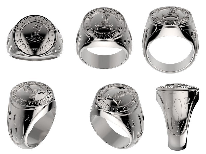 design of a custom biker ring in sterling silver