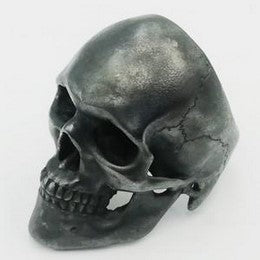 black silver biker skull ring