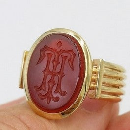 intaglio signet ring wearing for a man