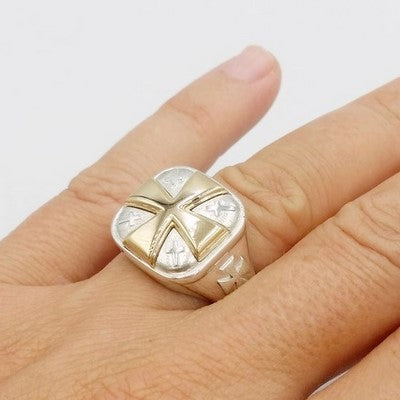 large biker ring with cross