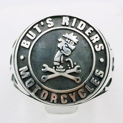 men's biker ring personalized in silver