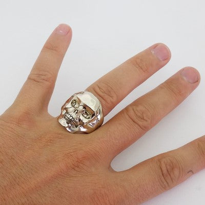 white gold skull biker ring