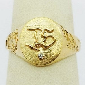 18k initials signet ring