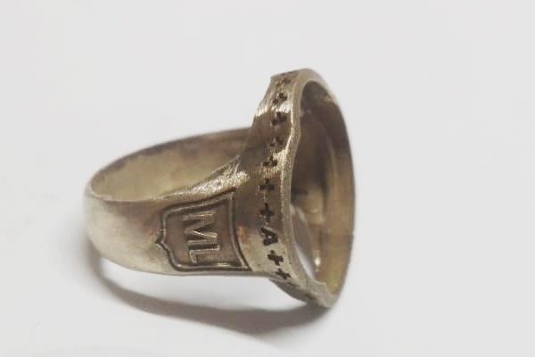 white gold masonic ring rough from casting