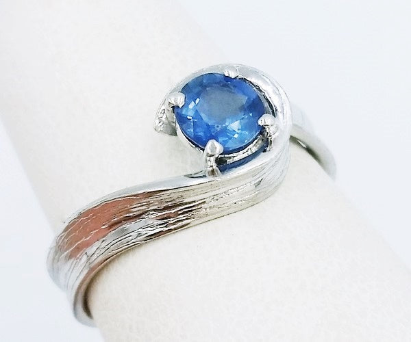 unique engagement ring design hand-made set with blue sapphire