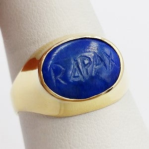 ancient roman intaglio ring in lapis lazuli