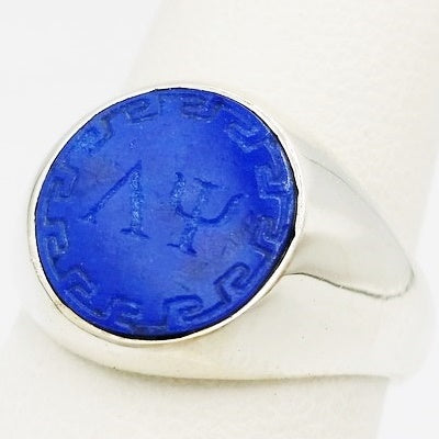 lapis lazuli intaglio ring in silver
