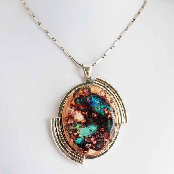 noble mexican opal pendant in silver