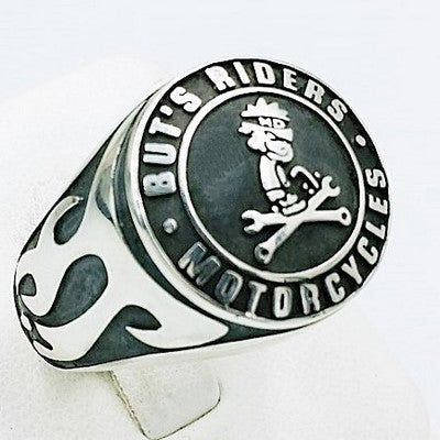 outlaw biker ring in silver for men