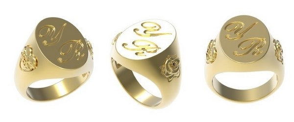 custom pure gold ring design with rendering views