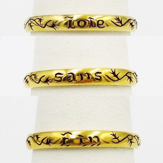 custom engraved wedding band in 24k gold