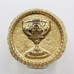 custom religious signet ring in 18k gold