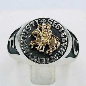 templar knight ring in gold and silver