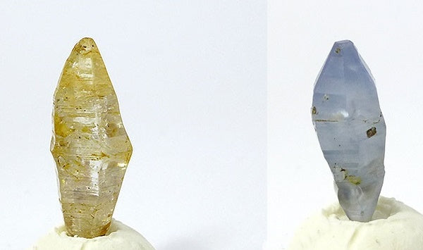raw sapphire in different colors, yellow and blue