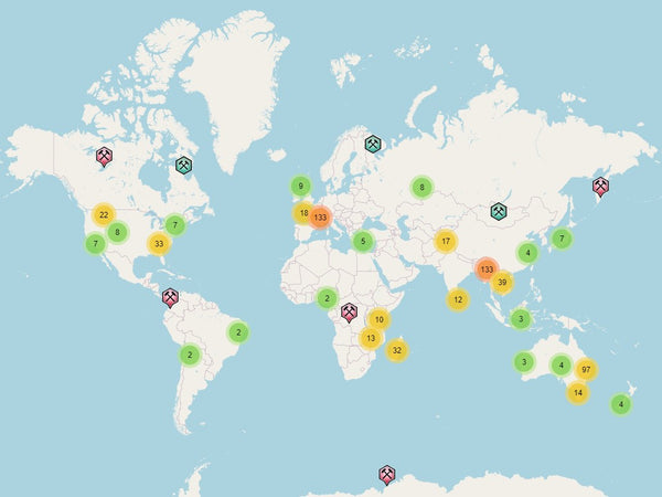 world map of sapphire mining sites