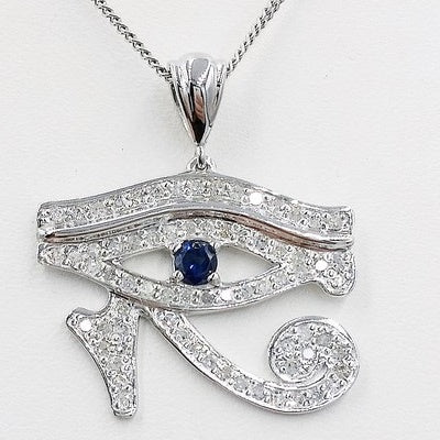 eye of horus eye diamond pendant in 18k white gold