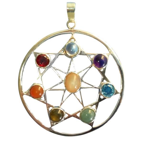 esoteric pendant in silver and stones