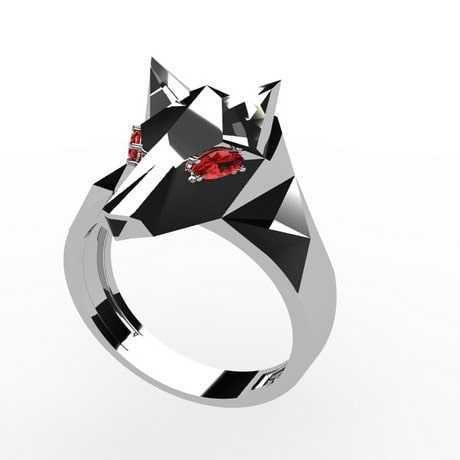 Wolf head ring in 18k gold