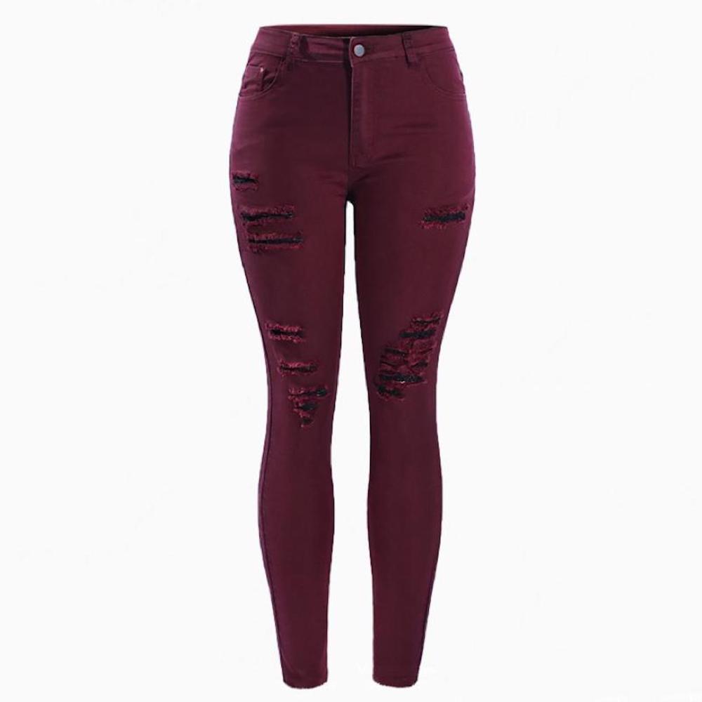 burgundy ripped jeans