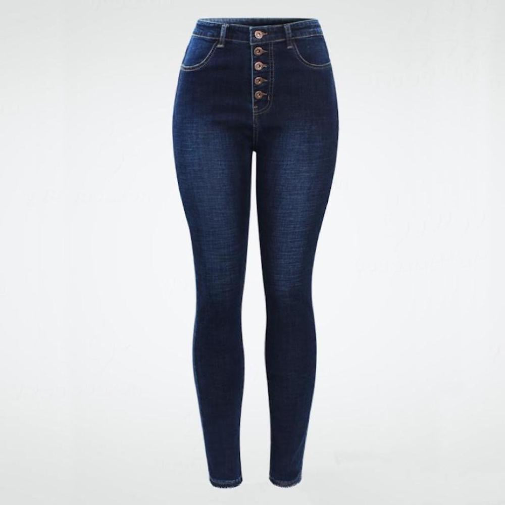 slim dark blue jeans