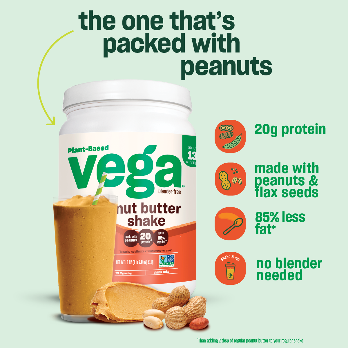 Vega® Nut Butter Shake - Plant-Based Protein Powder