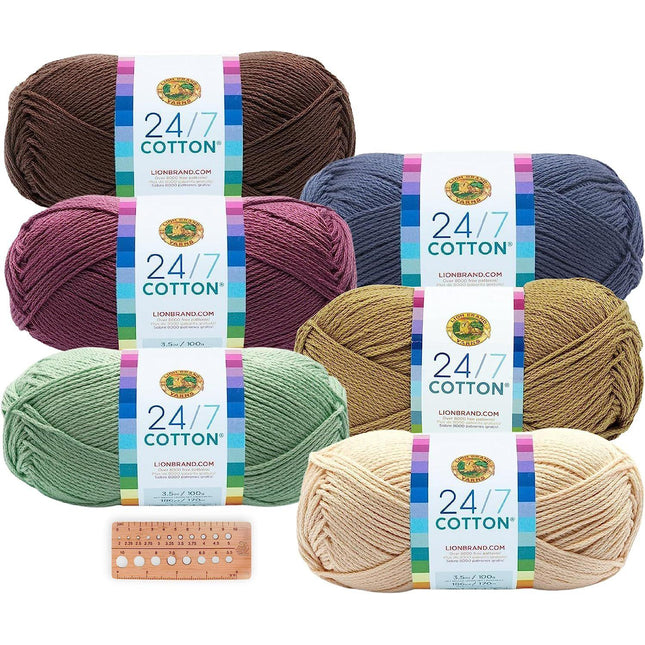Lion Brand Yarn (1 Skein) 24/7 Cotton® Yarn, Purple