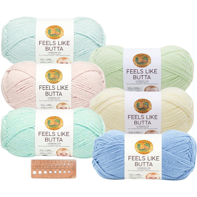 Lion Brand Yarn - Feels Like Butta - 6 Skein Assortment (Pastels