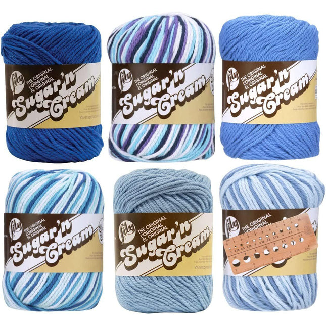 Lily Sugar'n Cream Worsted Cotton Ombre Yarn 6 Bundle by Lily Sugar'n Cream