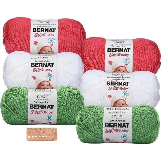 Bernat Softee Baby Yarn - 6 Skein Assortment (Christmas Holiday