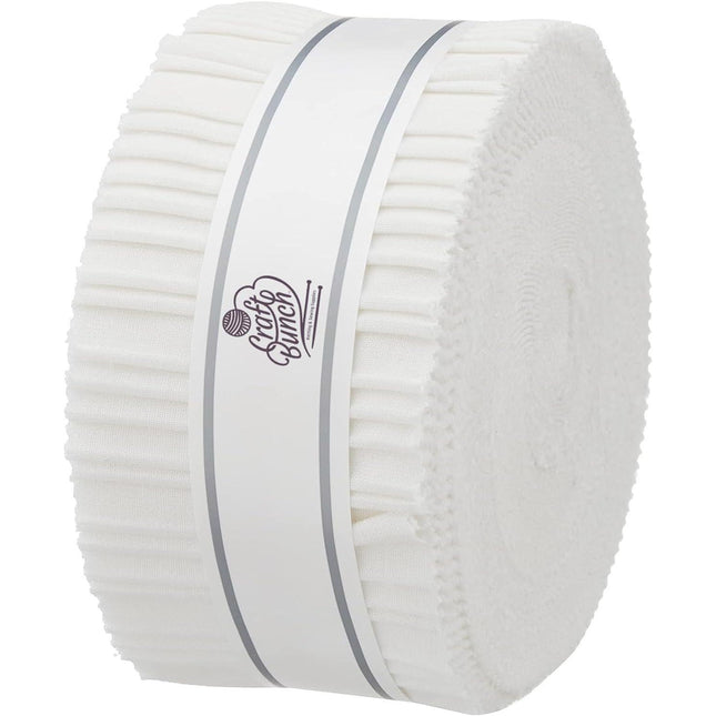 2.5 x 40 inch WHITE on NATURAL Jelly Roll fabric quilting strips – 1 Roll 