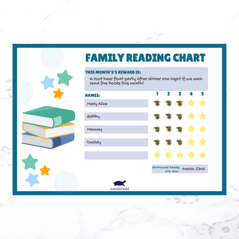 Wanderwild Printable: Family Reading Chart