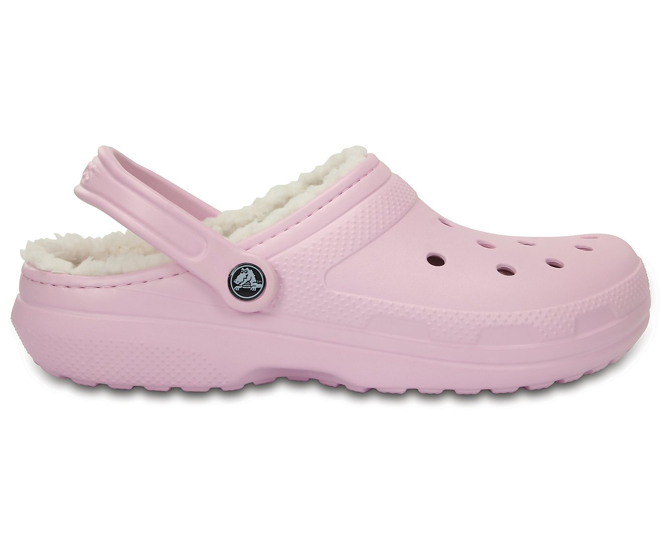 furry crocs pink