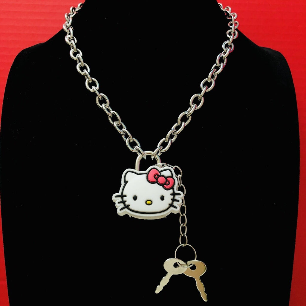 SALLY ROSE Sanrio Hello Kitty Pink Enamel Layered Necklace - Hello Kitty  Pendant Necklace Double Strand - Officially Licensed
